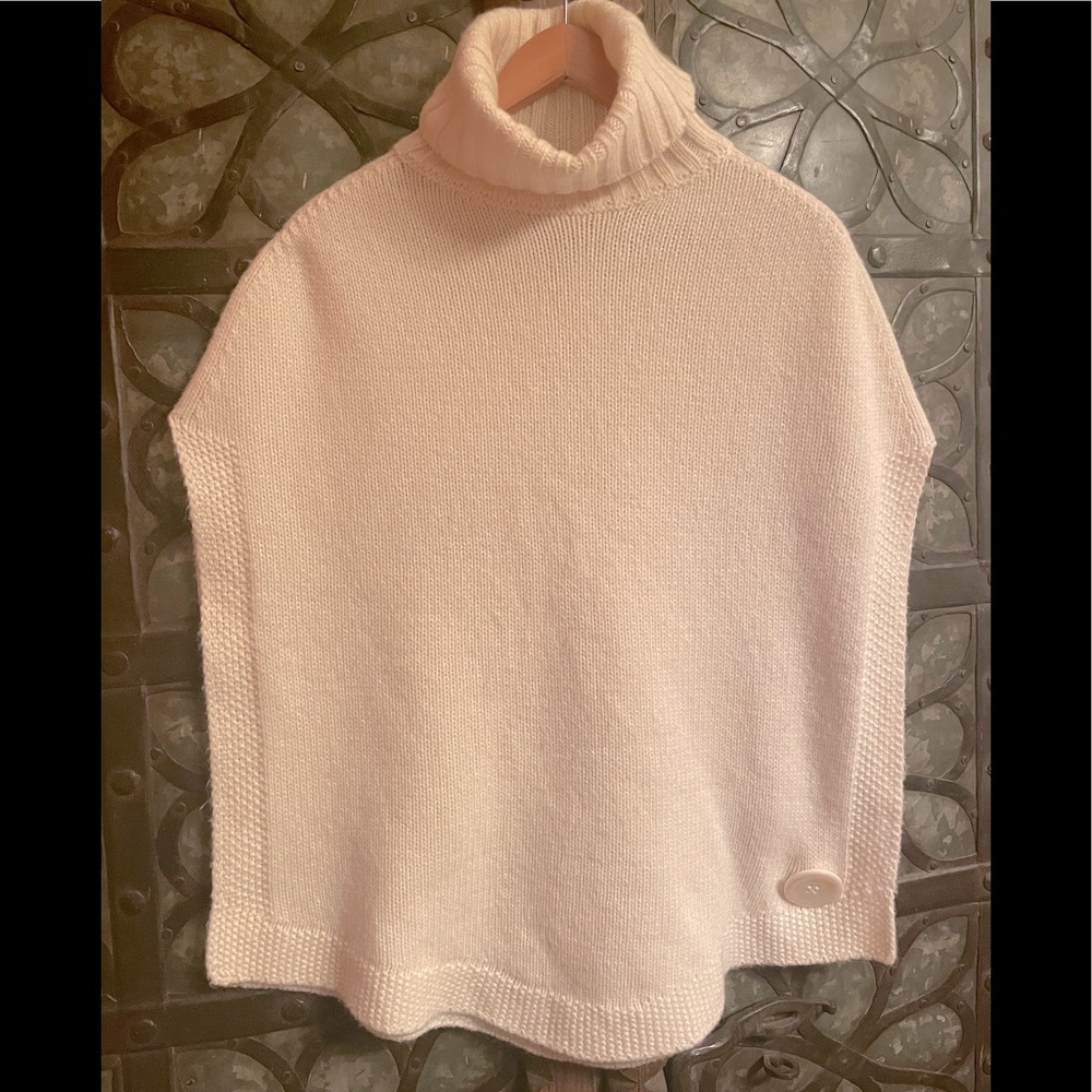 Cream Poncho Turtleneck Sweater